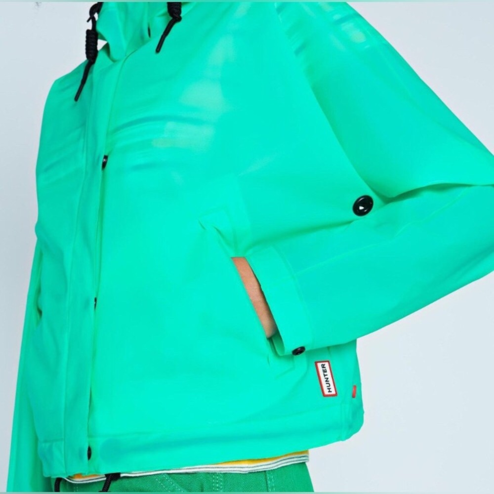 Hunter Original Cropped Vinyl Hunting Smock Ocean Weatherproof Hooded Jacket L